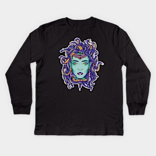 Creepy Medusa Head Kids Long Sleeve T-Shirt